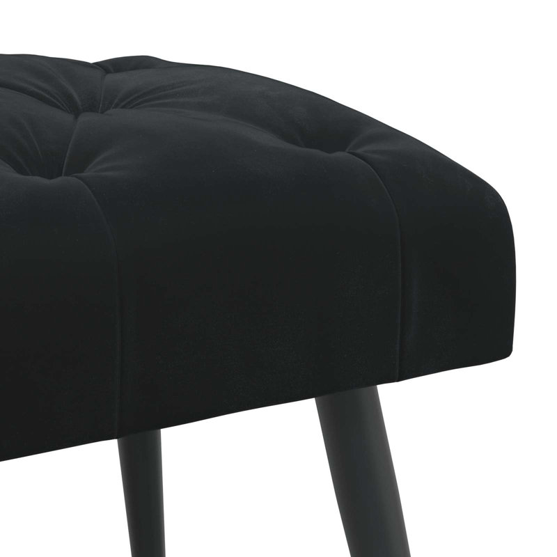  Bench with Button Tufted Black 23.62 x 15.75 x 17.72 in Velvet, 23,62 po x 15,75 po x 17,72 po