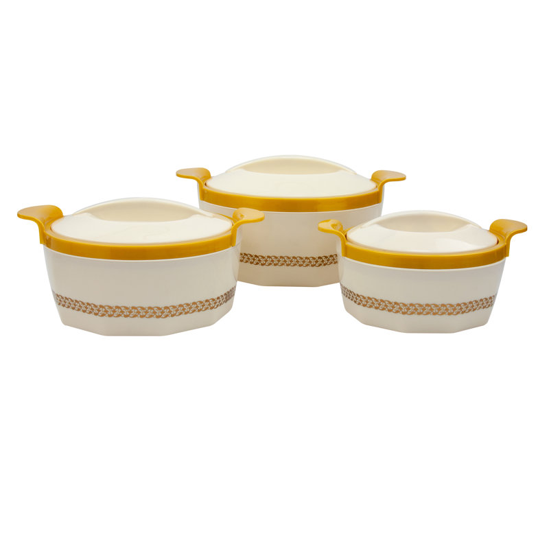 SQ Professional Fiona 3pc Insulated Serving Casserole Set, Beige