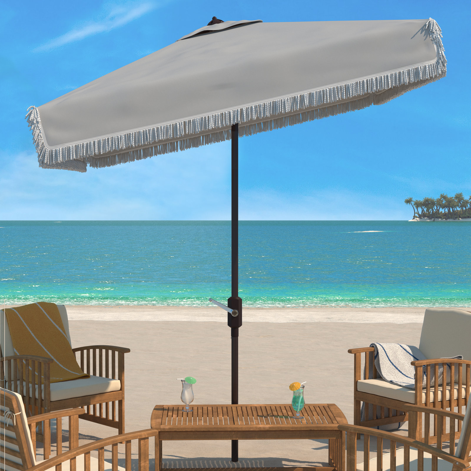 Lincoln 90'' Outdoor Umbrella, Gray