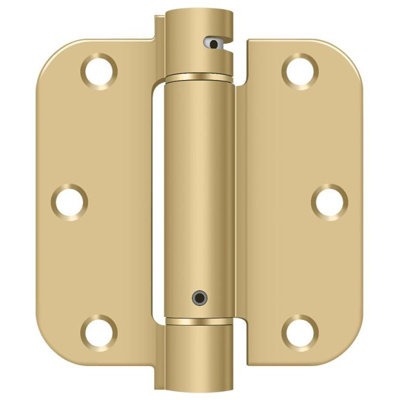 Deltana DSH35R53/4 3-1/2" x 3-1/2" x 5/8" Spring Hinge; Bright Brass By Satin Brass Finish