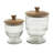 Glass Beaded Clear Decorative Jars with Wood Lids Set