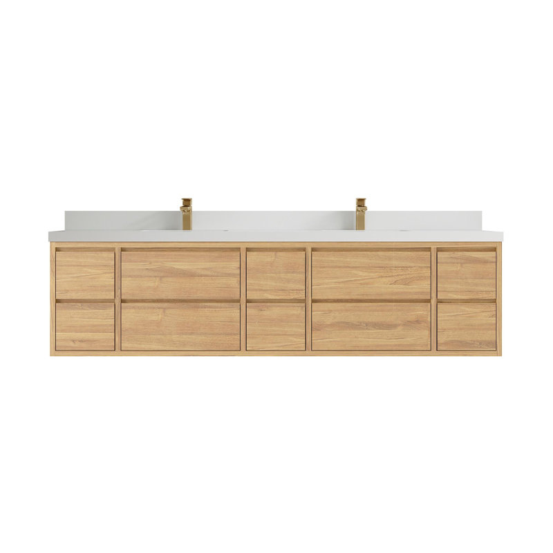 Meuble-lavabo double 84 po avec comptoir en quartz Cadge