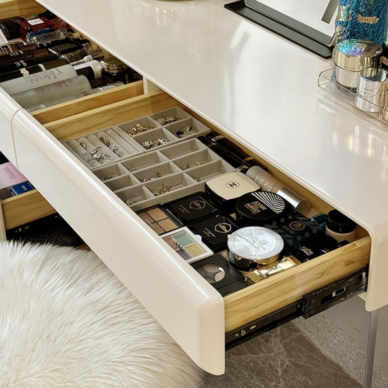 Coiffeuse avec miroir lumineux, 3 tiroirs, 1 chaise