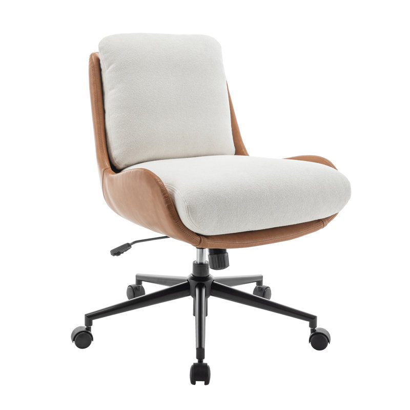 Ashfan Faux Leather Task Chair, Cream Boucle