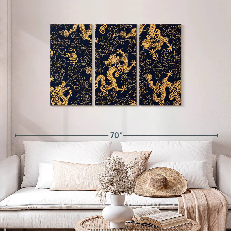 Motif oriental de dragons Kerner, H 28 po x l 45 po
