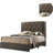 Modern Tufted Queen Bed Frame with Rubberwood Headboard in Gray