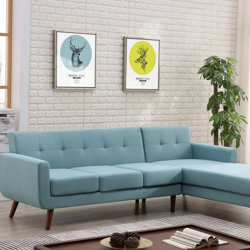 Barnet Upholstered L-Shaped Sectional, Eton Blue, Right Hand Facing