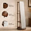 Miroir autoportant pivotant sur 360 degrés en bois d'hévéa noyer avec portemanteau pour chambre à coucher