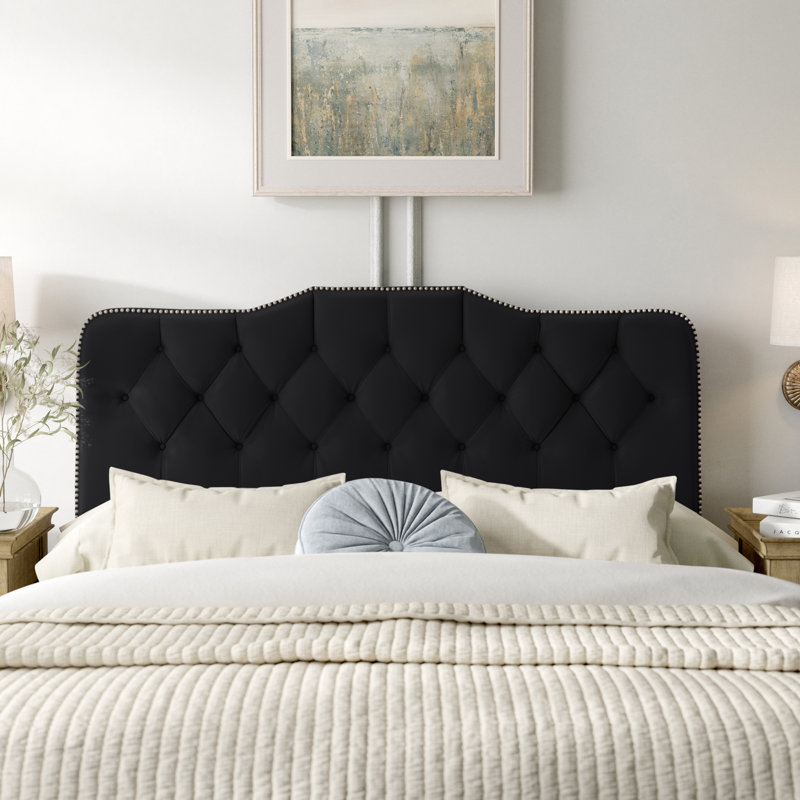 Tête de lit tapissier Aurkene, Grand, Velours noir