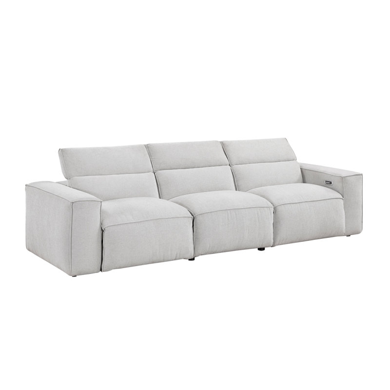 Phoebe Light Gray Power Double Reclining Sofa with Power Headrests