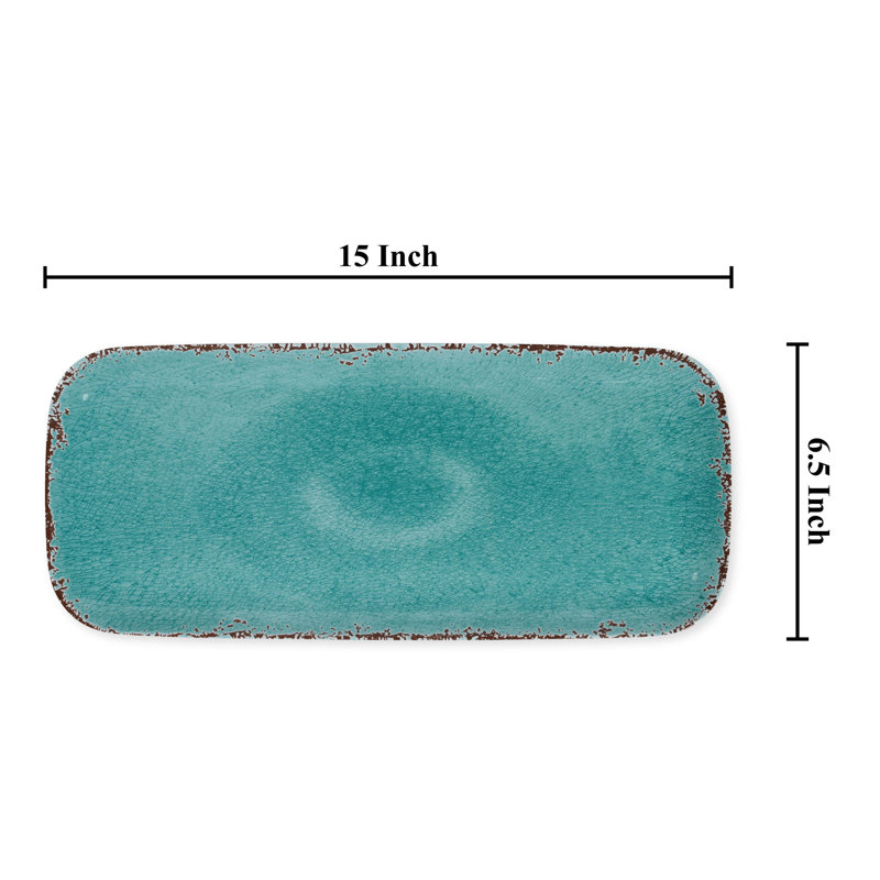 2-Piece Crackle 15" Tray, Blue