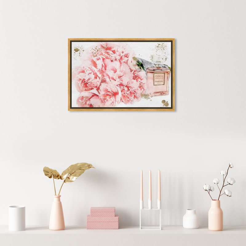 Fleurs et fleurs de parfum - impression, H 16 po x l 24 po, Toile avec cadre doré