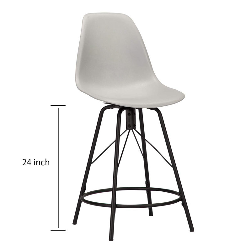 Topanga Swivel Counter Stool with Metal Frame, Gray