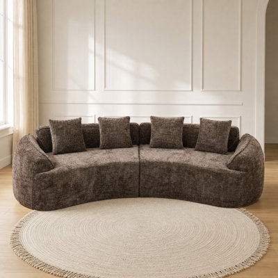 Creative Nordic Curved Modular Sofa, Soft Upholstered Seating with Modern Minimalist Design, Durable High-Resilience Couch for Living Room, Bedroom, Apartment, and Daily Relaxation