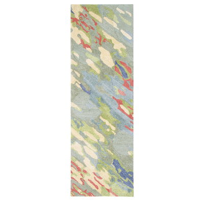 Reflections Abstract Handmade Tufted Green/Blue/Red Area Rug