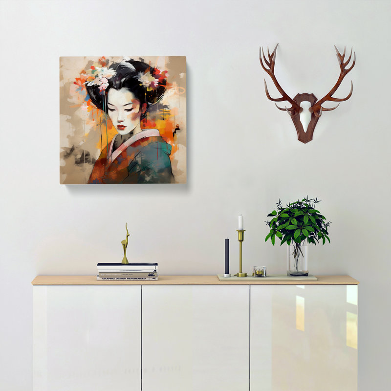 Geisha Abstract Art No.2 - No Frame Print, 50cm H x 50cm W x 3cm D
