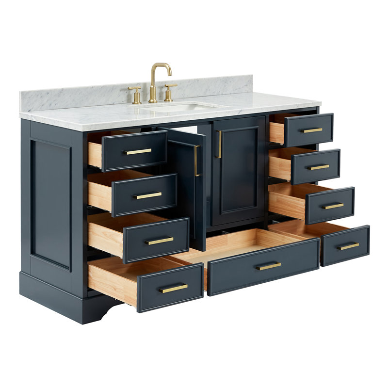 Meuble-lavabo simple avec plateau Abita 61, Bleu minuit