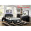 Lit simple contemporain avec revêtement en toile de jute gris anthracite et tête de compartiment de rangement en tissu-1130245599-1130245597