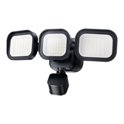 Ensemble de 2 lumières de sécurité à DEL 6500LM avec portée détectée à 270 ° 72 pi, lumière extérieure à détecteur de mouvement, crépuscule extérieur à l'aube avec IP65 résistant aux intempéries pour le garage, la cour
