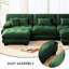Canapé modulaire 3 places en chenille vert avec 2 repose-pieds, 3 coussins lombaires et 2 coussins décoratifs vert