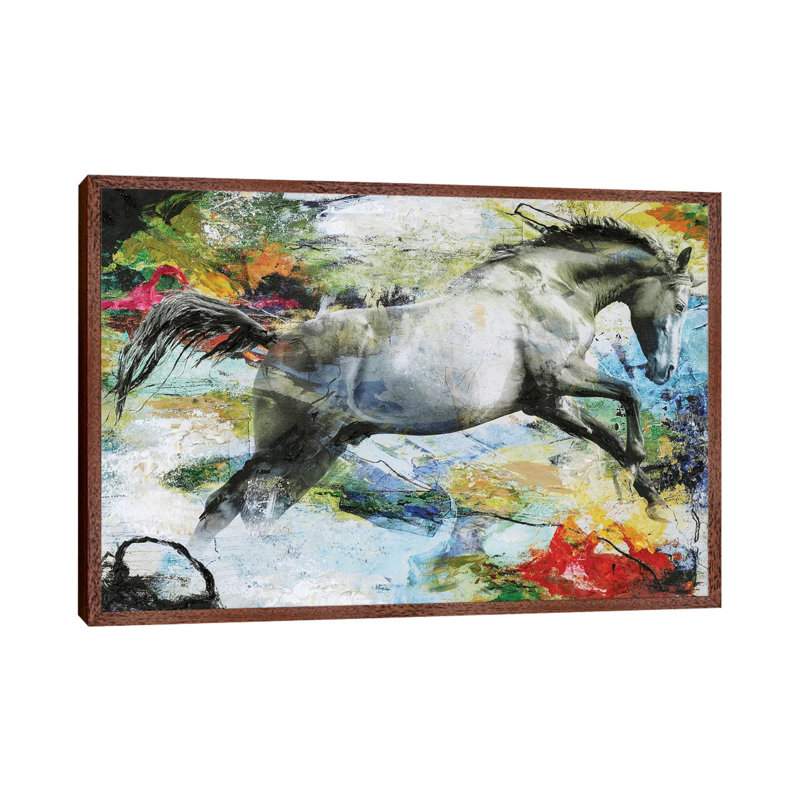 Horse - Print on Canvas, 45.72cm H x 66.04cm W x 3.81cm D, Classic Brown Wood Framed