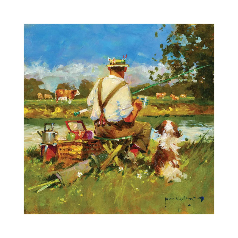 Tea Break On The Ivel by John Haskins - Wrapped Canvas Painting, 30.48cm H x 30.48cm W x 1.91cm D