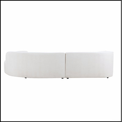 Ensemble de 2 pièces de canapé de salon de style moderne de luxe avec revêtement courbé et méridienne, canapé modulaire faisant face à la gauche, canapé Boucle, blanc