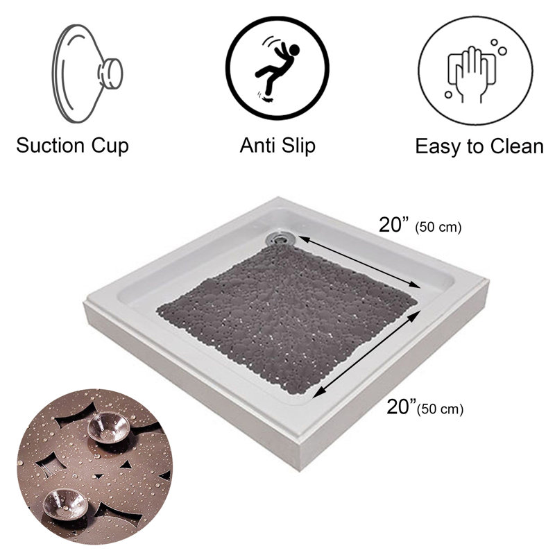 Polypropylene Plastic Non-Slip Shower Mat, Taupe