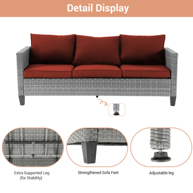 Beatha 7 - Person Patio Conversation Set with Cushions, Brick Red