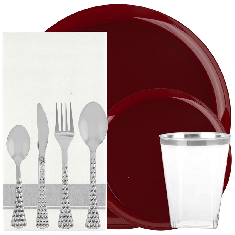 Vaisselle assiettes jetables Ecoqualité, Rouge