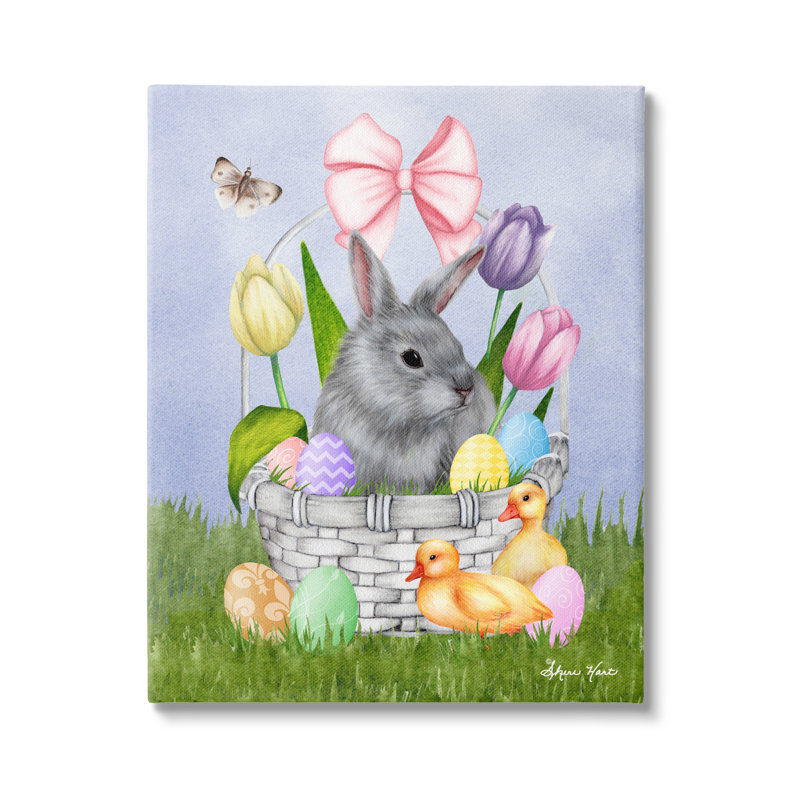 Panier de lapin pastel œuf de Pâques Ba Chicks Sheri H, H 16 po x l 20 po, Toile tendue