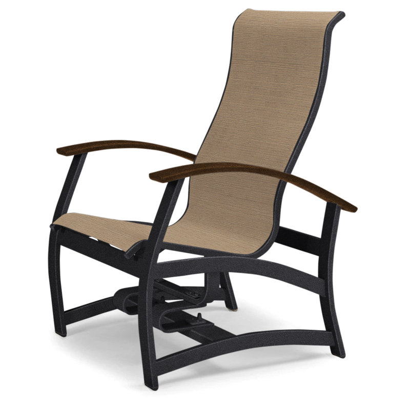 Askar Swivel Powder Coated Aluminum Outdoor Lounge Chair, Textured Black, Kona P10, Bristol Taupe Sunbrella®