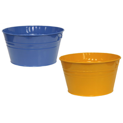 Enameled Galvanized Steel Planter, Set Of Two