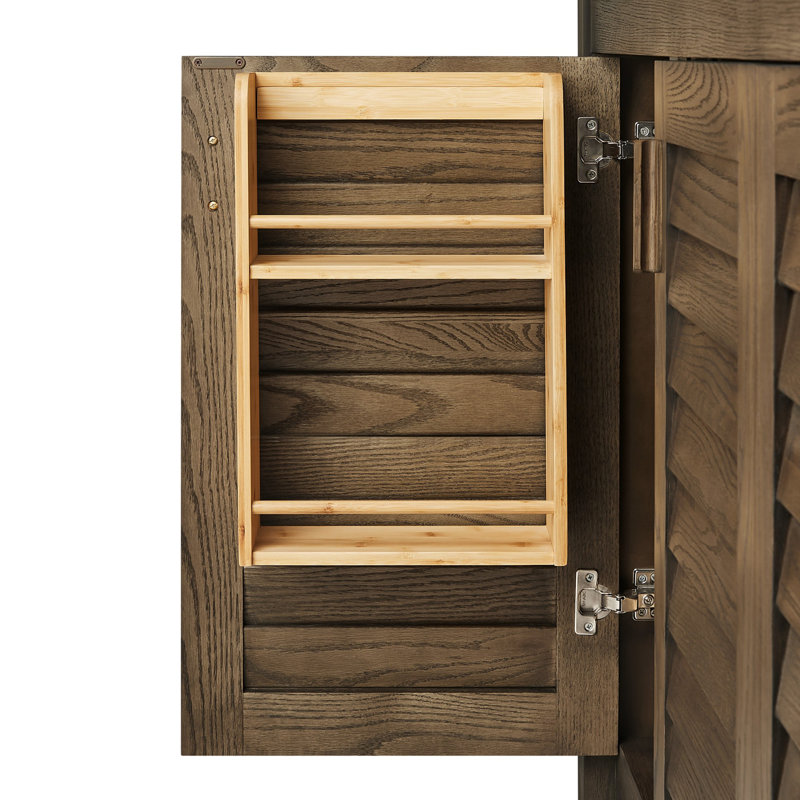 Meuble-lavabo autoportant en bois massif, Thé brun, 36"