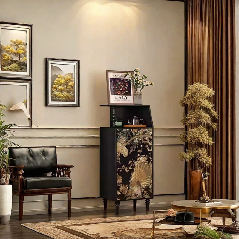 Armoire de rangement en noyer avec pieds en bois massif