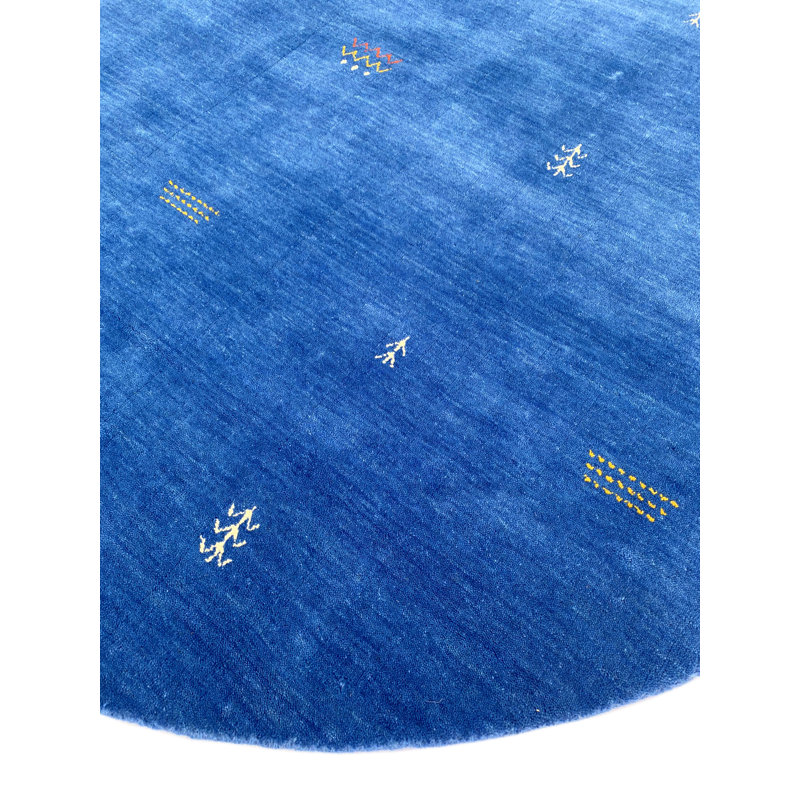 Blue Gabbeh Hand -Knotted Wool Rug, Round 200cm