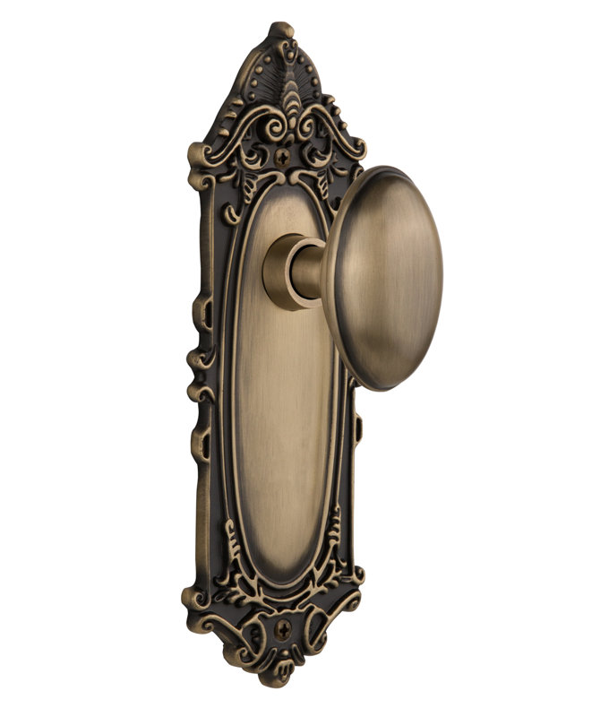 Victorian Plate with Homestead Door Knob, Antique Brass, 2-3/4"