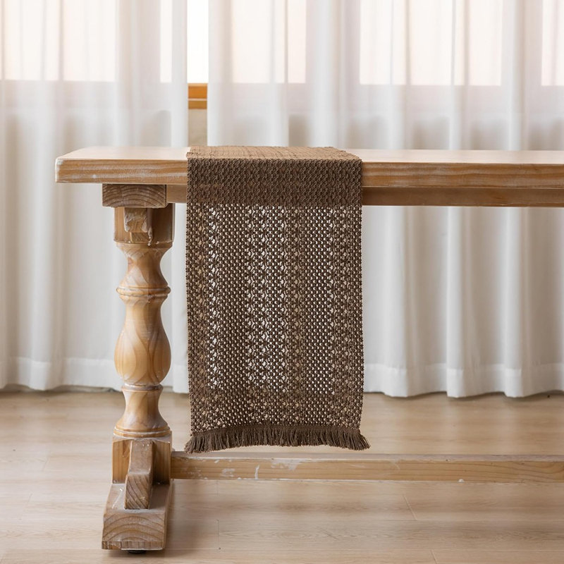 Chemin de table brun pour la maison 12 x 72 pouces ferme macramé toile de jute toile de jute rustique centre de table de cuisine décor bohémien décorations de douche de mariage de campagne française