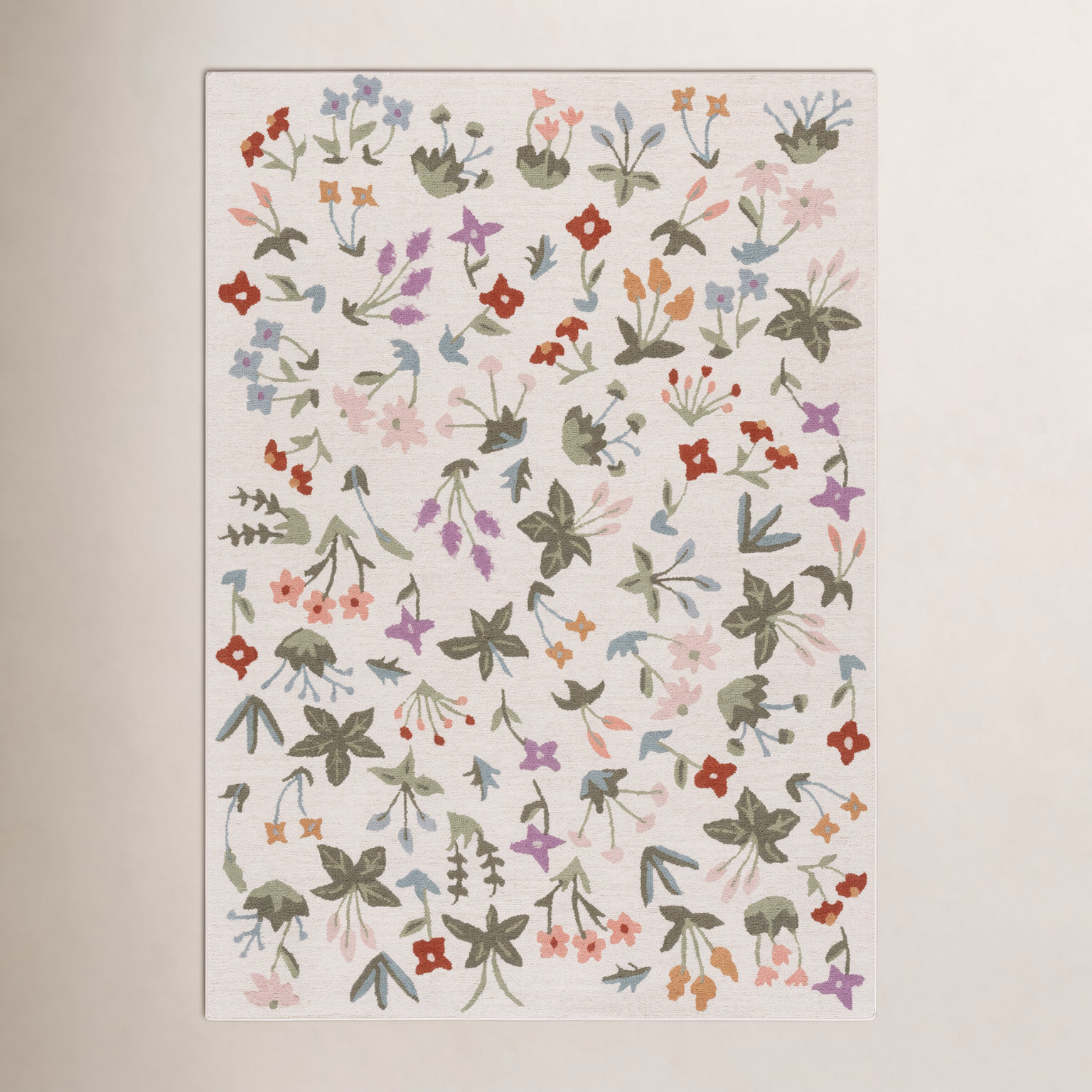 Hand-Tufted Wool Floral Outdoor Rug, Rectangle 6' x 9'