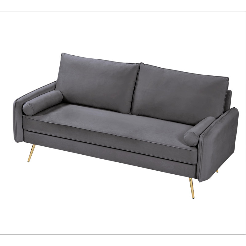 Drenda 70" Upholstered Sofa, Gray Velvet