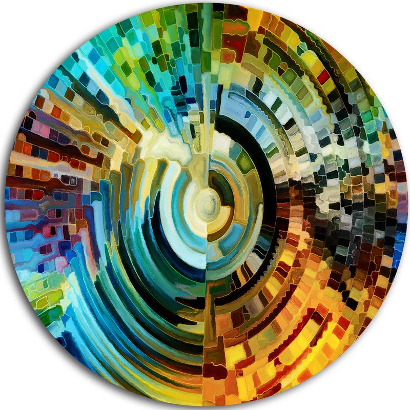 Vibrant Abstract Multicolor Metal Wall Art, 23" Round