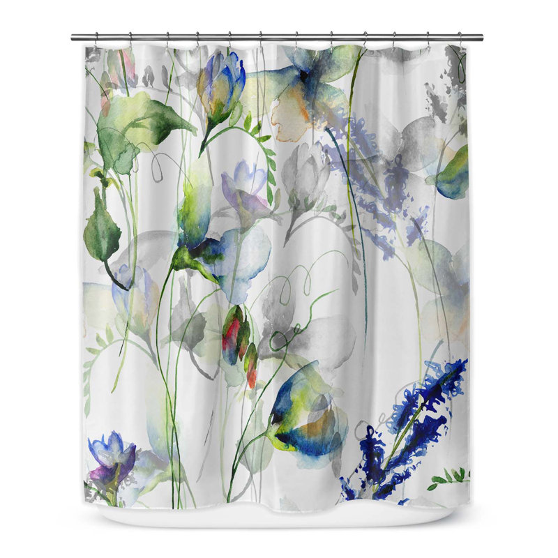 Rideau de douche simple à motif floral, H 72 po x l 70 po