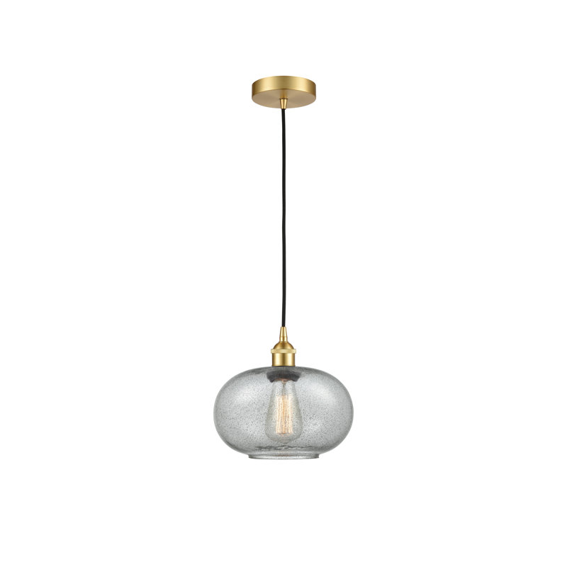 Luminaire suspendu simple à 1 lumière Bobtown, Gris anthracite, Laiton brossé