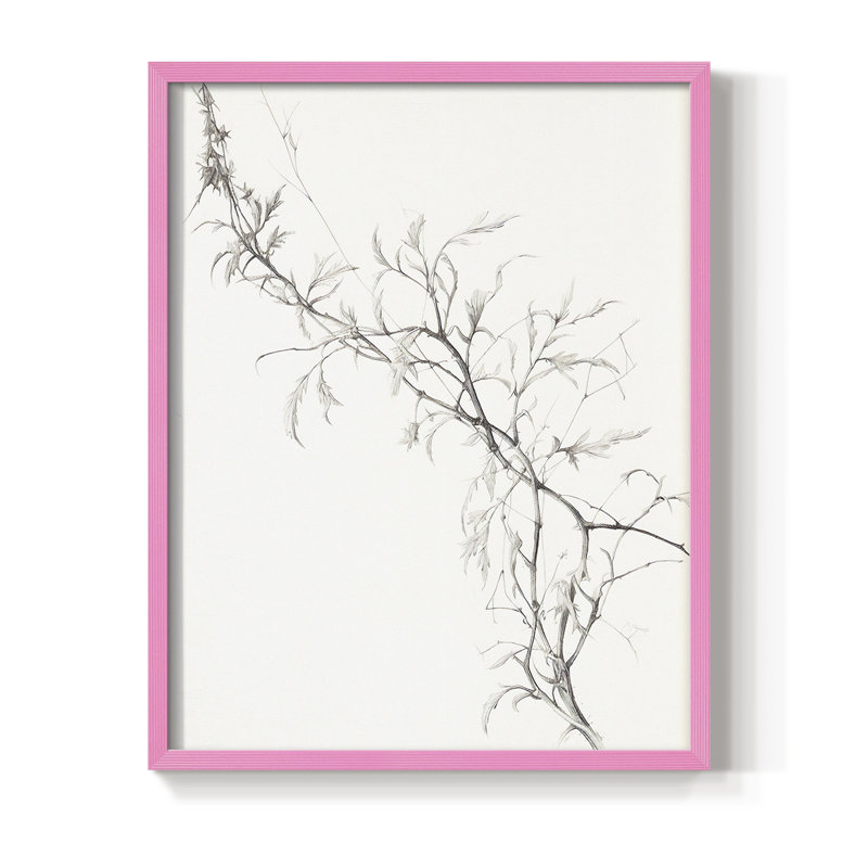 Impression florale rétro encadrée XXI - bois massif, H 21 po x l 17 po, Rose