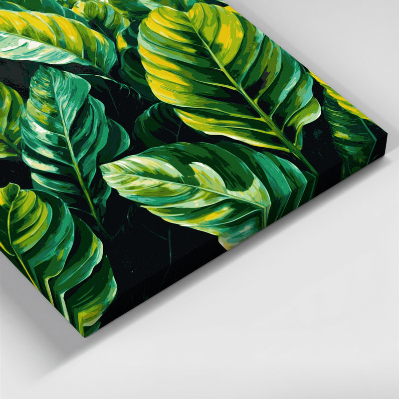 Toile hawaïenne à feuilles vertes, art mural, H 12 po x l 12 po
