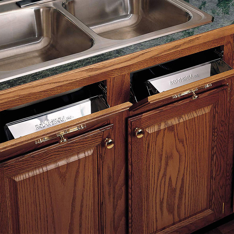 Rev-A-Shelf Stainless Steel Slim Tip-Out Trays for Kitchen or Bathroom Sink Base Cabinets, 19''