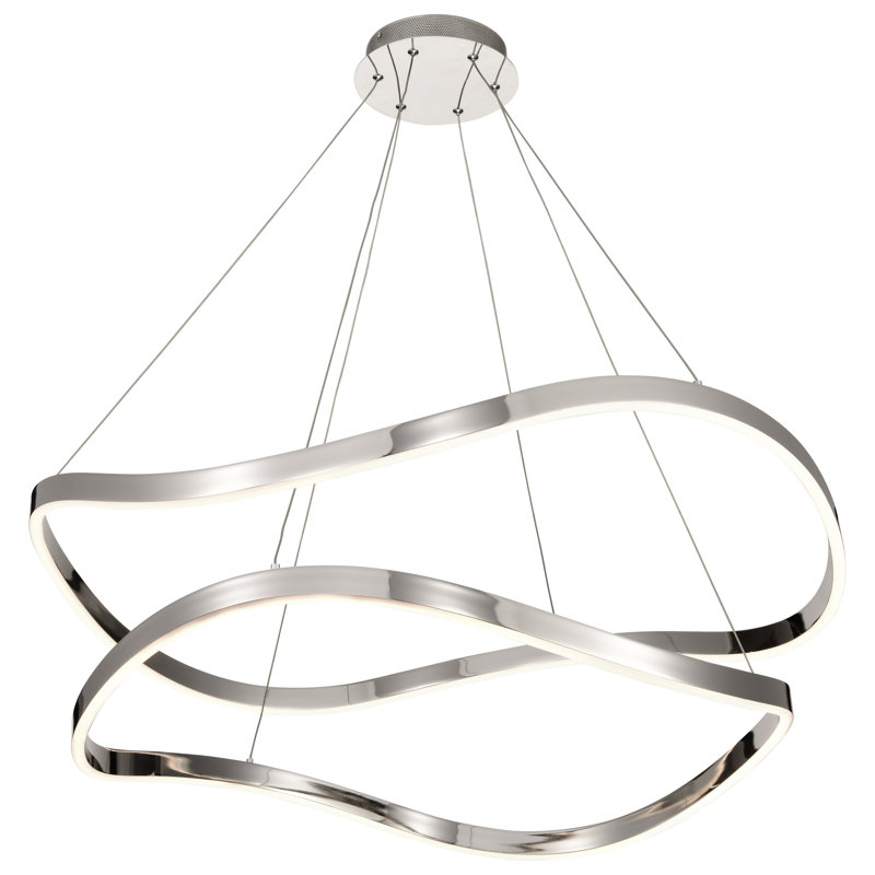 Luminaire suspendu à DEL Sylas, H 8,4 po x l 37,4 po x P 37,4 po, Nickel poli