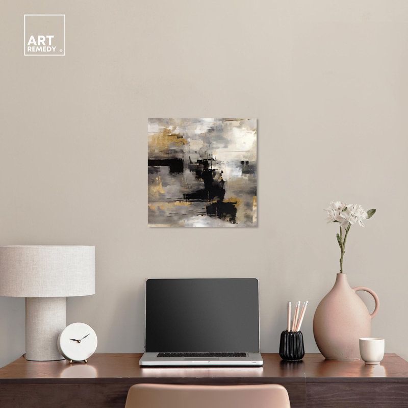 Art industriel abstrait sur toile, art industriel, Toile tendue, H 16 po x l 16 po