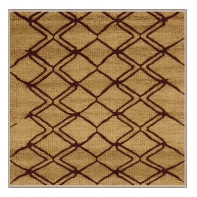Machine Washable Trellis Brown Area Rug