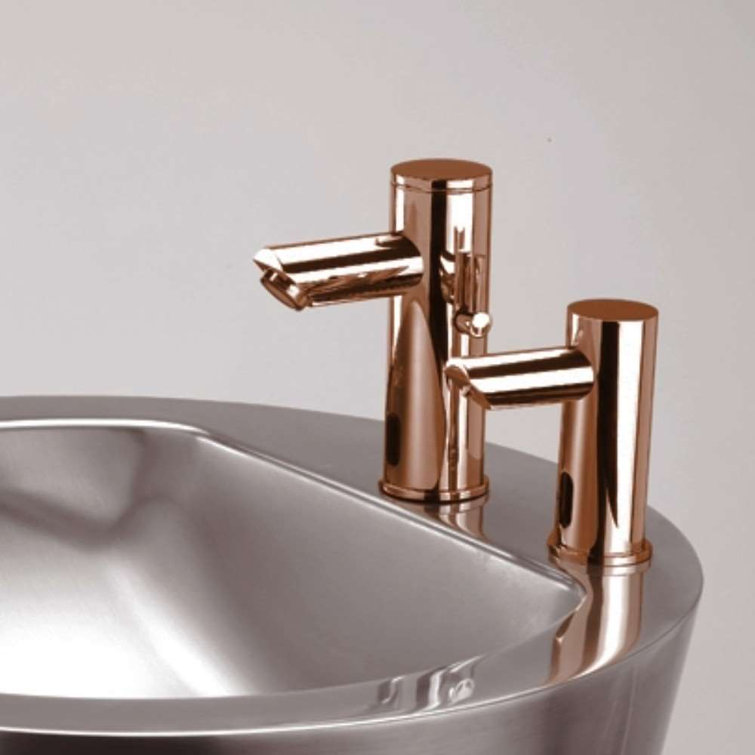 Rose Gold Dual Sensor Touchless Faucet and Soap Dispenser for Commercial Restroom Use